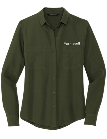 Mercer+Mettle® Women's Stretch Crepe Long Sleeve Camp Blouse